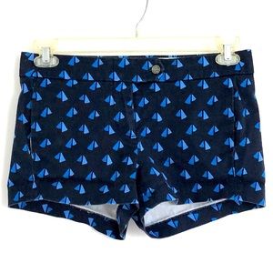 J Crew Women’s Mid-Rise City Fit 3” Chino Shorts, Navy with Triangles, Size 2